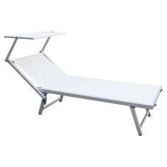 Rungia - White sun lounger with reclining canopy