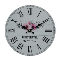 Horloge suspendue blanche à motif de fleurs
