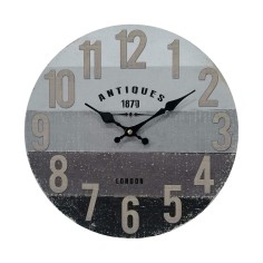 Reloj de pared gris y negro en estilo vintage