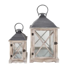 Coffea - Set di 2 lanterne portacandele in stile vintage