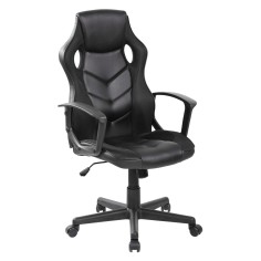 Ergonomic gaming chair in black synthetic leather