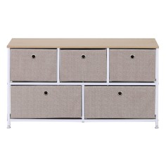 Low metal chest of drawers with 5 folding drawers