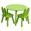 Green table for children with 2 chairs