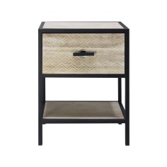 Space-saving cabinet in metal and wood with 1 drawer