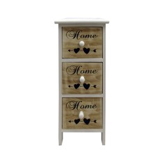 Bedside table with 3 drawers decorated with writing