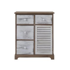 Multipurpose pickled cabinet with 1 door and 4 drawers