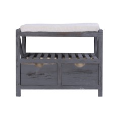 Dark gray vintage style bench with 2 drawers