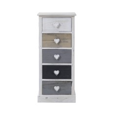 Colored shabby chic chest of drawers with 5 drawers