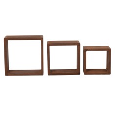 Set de 3 étagères carrées en bois