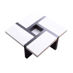 Table basse de salon carrée noire et blanche