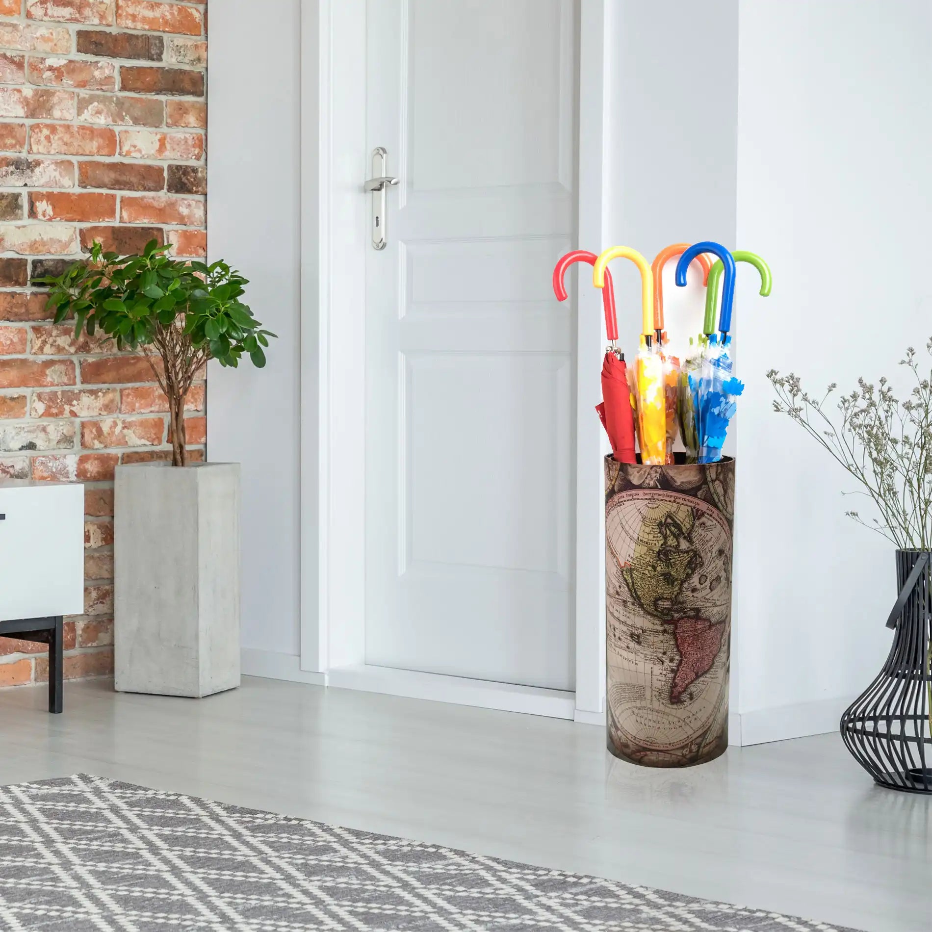 Cimbidio - Portaombrelli da ingresso con motivo a mappamondo