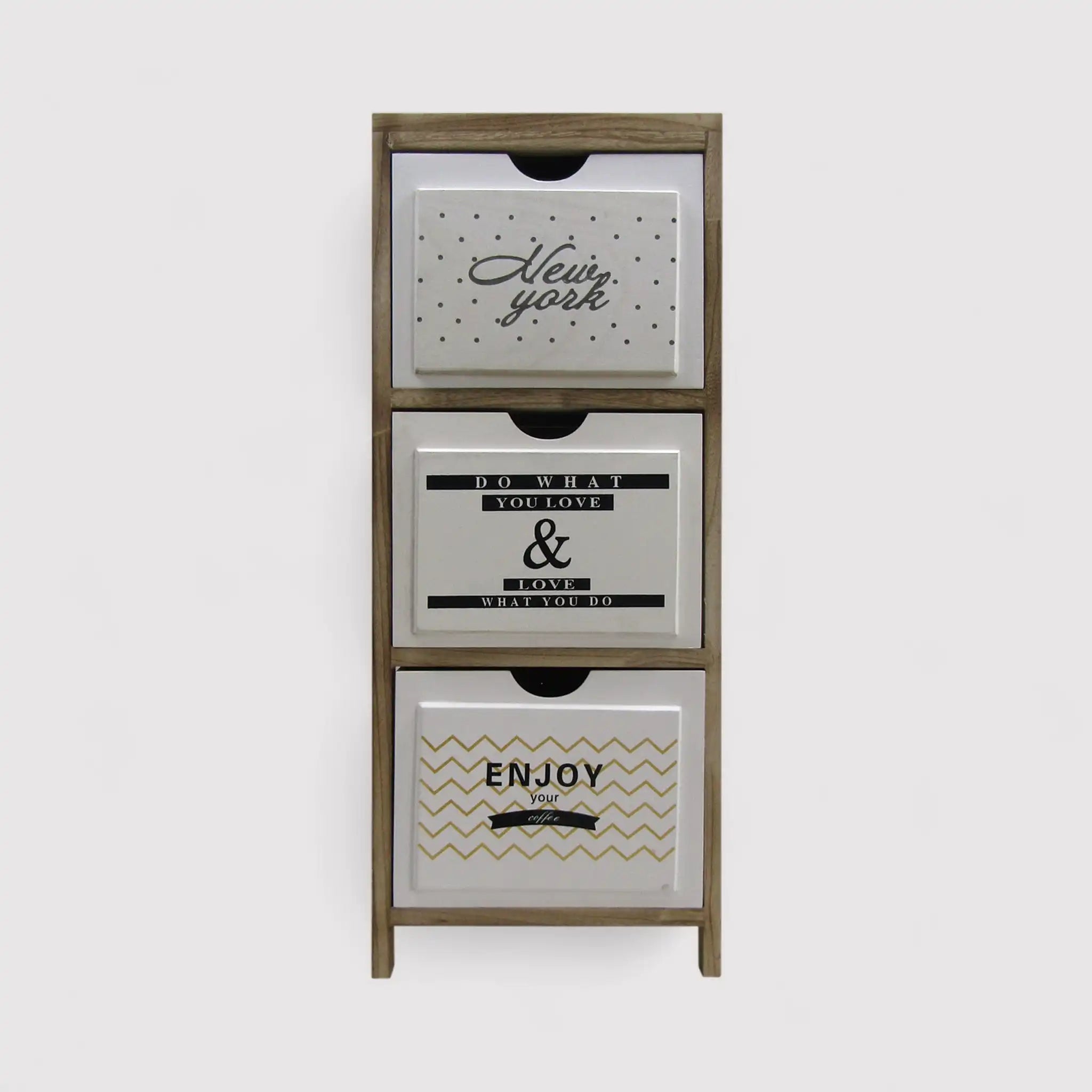 Table de chevet de style nordique avec 3 tiroirs décorés