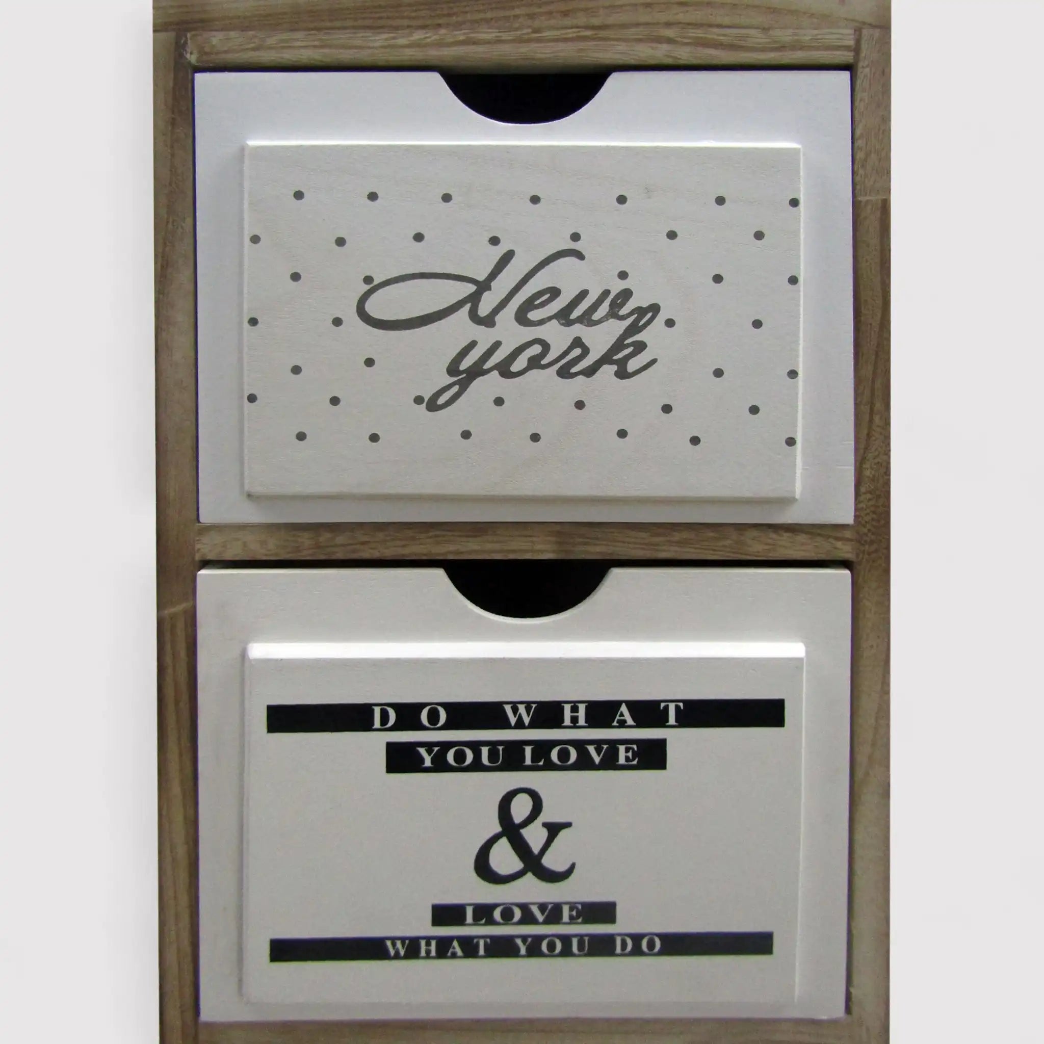 Table de chevet de style nordique avec 3 tiroirs décorés