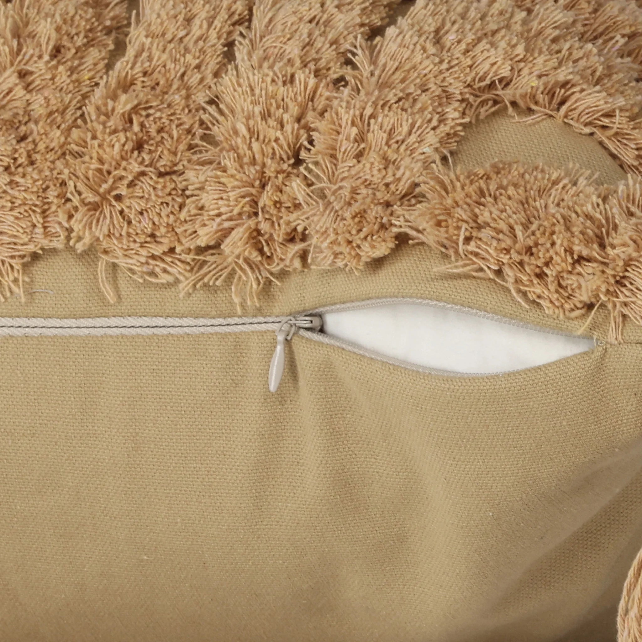 Hoteia - Federa marrone per cuscino con frange 45x45 cm