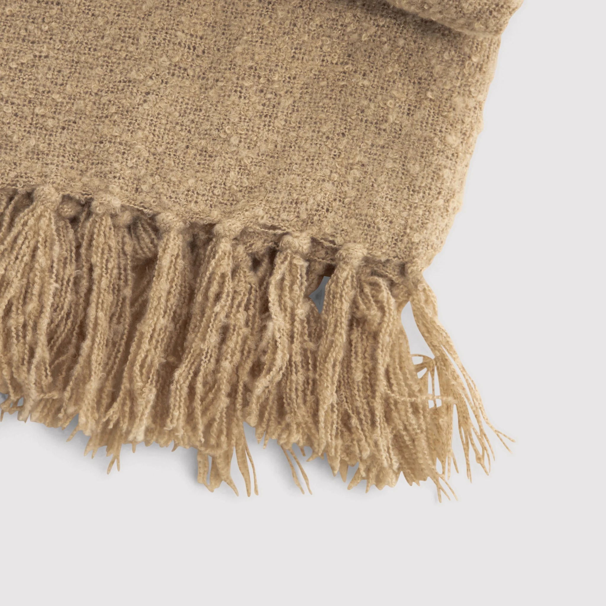 Kool - Coperta beige decorativa con frange