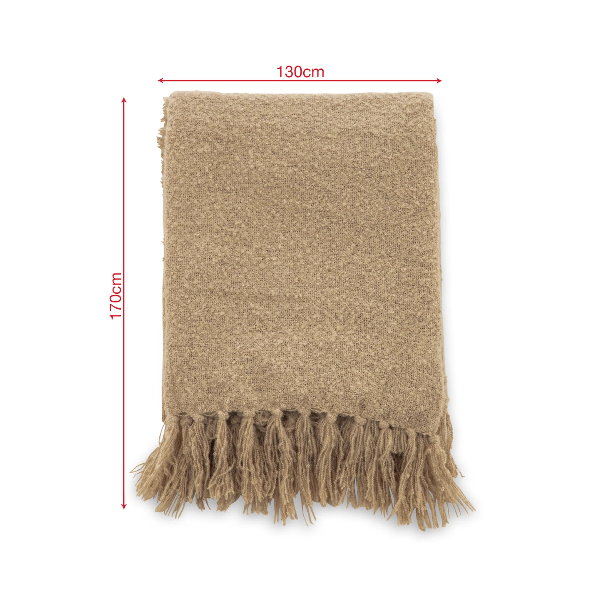 Kool - Coperta beige decorativa con frange