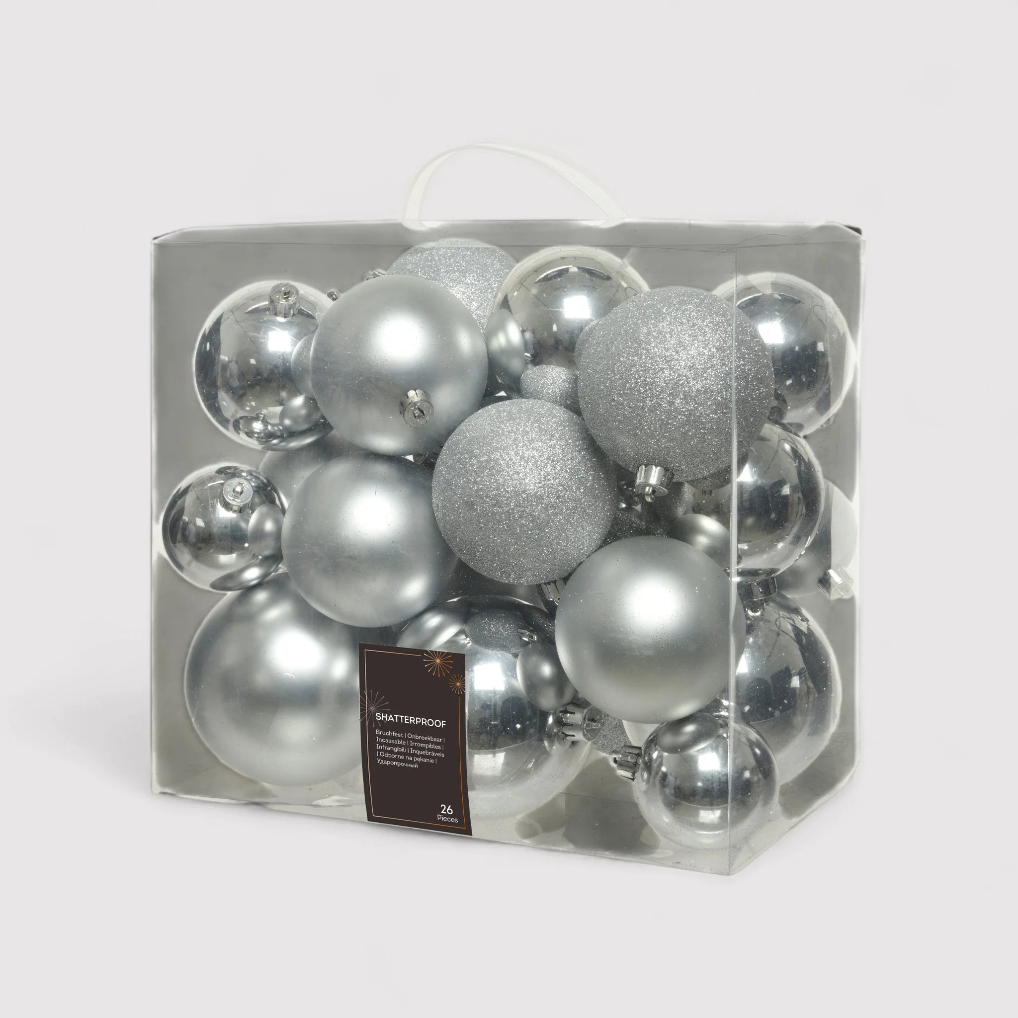 Hanzal - 26 palline di Natale grigio argentato in stile classico