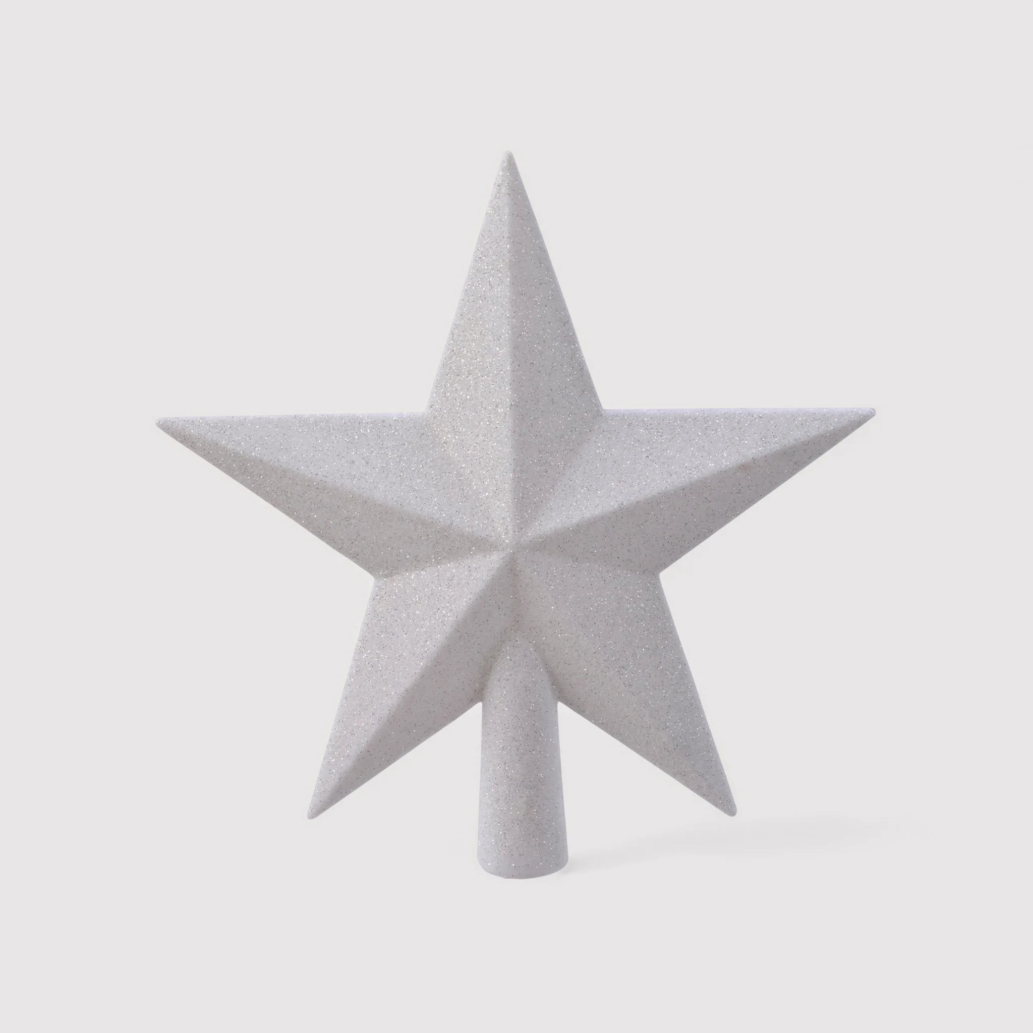 Lokore - Punta a forma di stella bianco glitter per albero di Natale