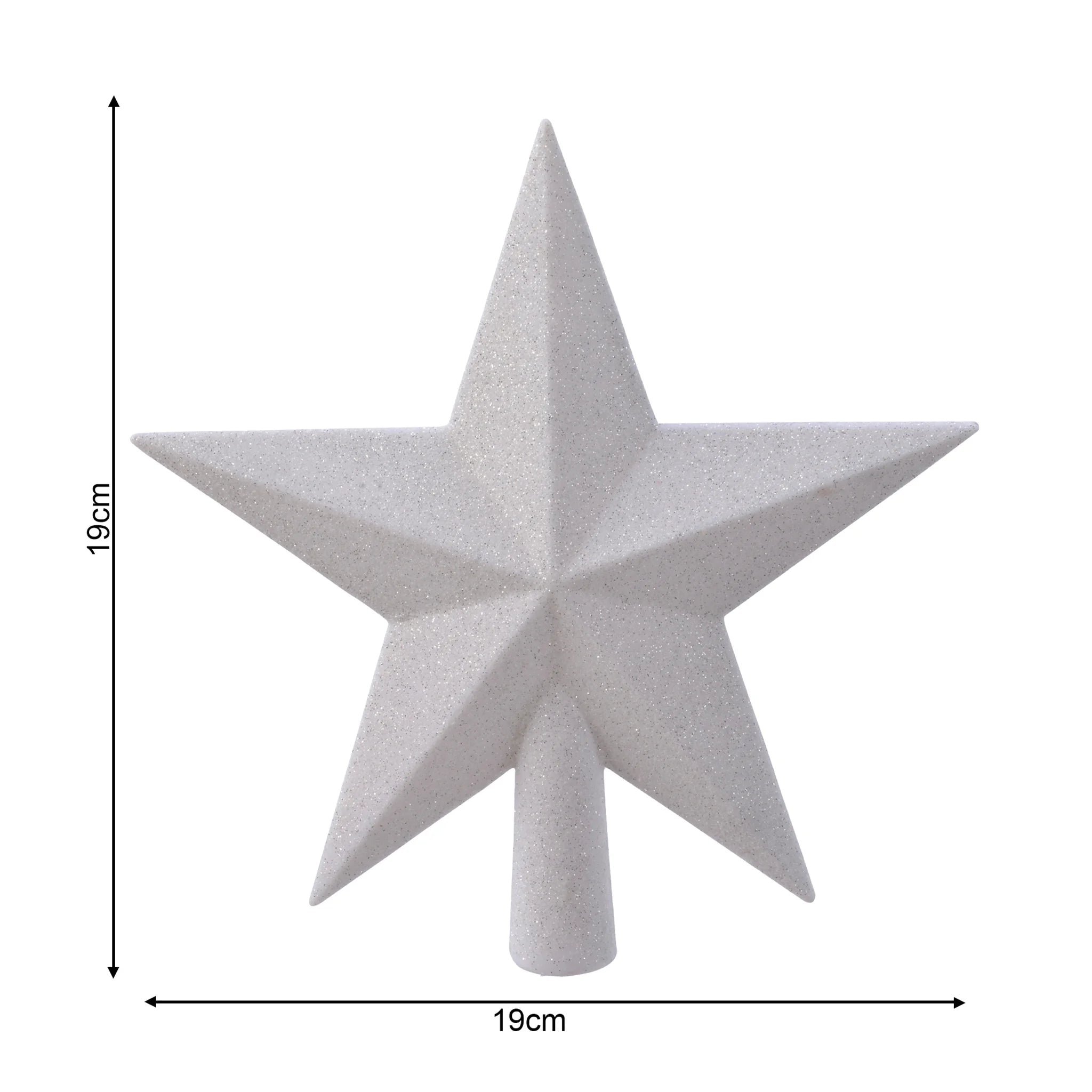 Lokore - Punta a forma di stella bianco glitter per albero di Natale