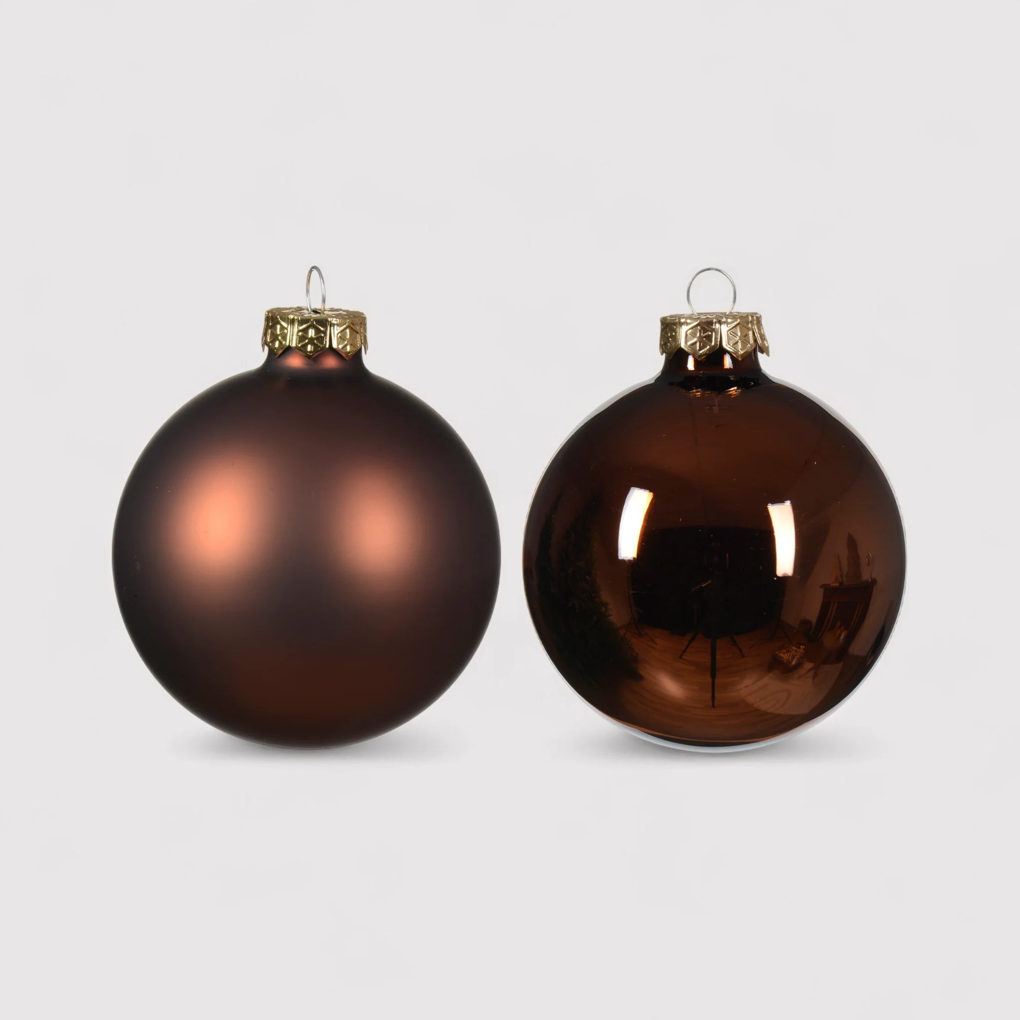 Ptelea - Set 16 sfere in vetro marrone per albero di Natale