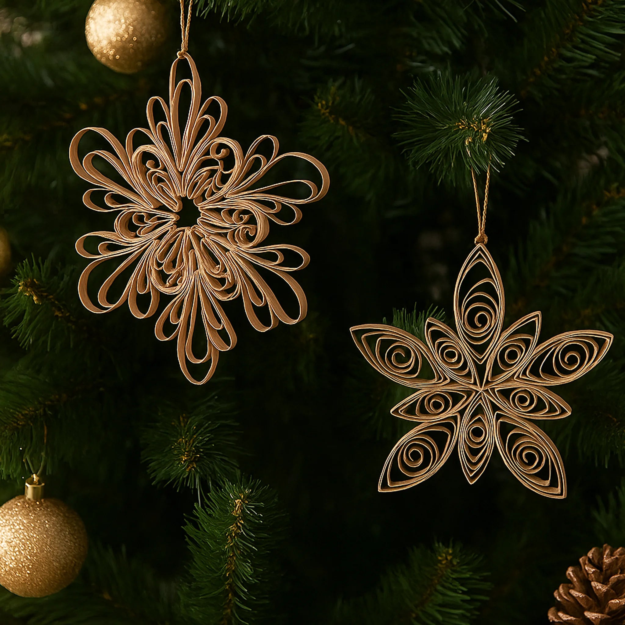 Rayhan - 2 pendenti marrone in carta a forma di fiore