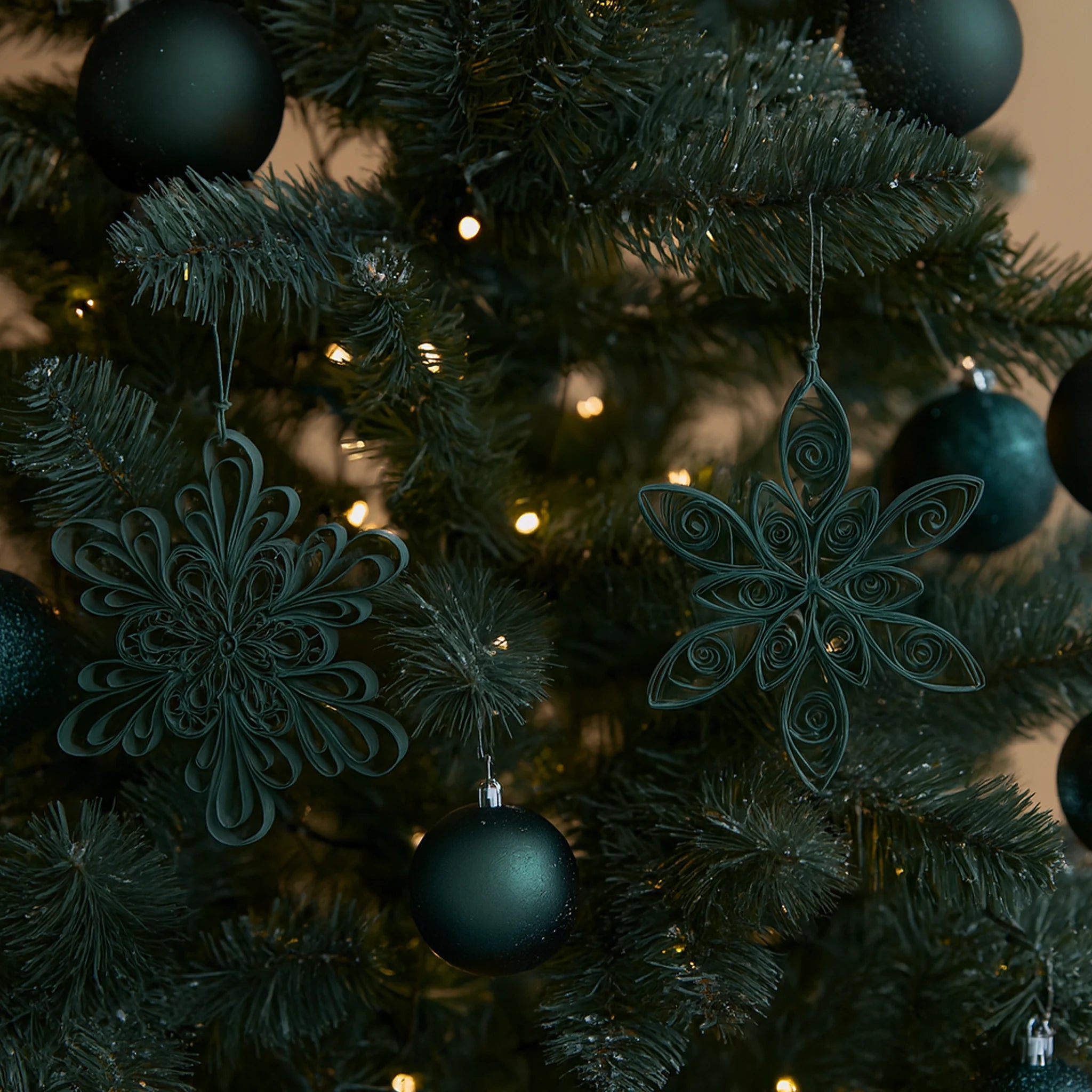 Yopo - 2 pendenti verde scuro in carta a forma di fiore