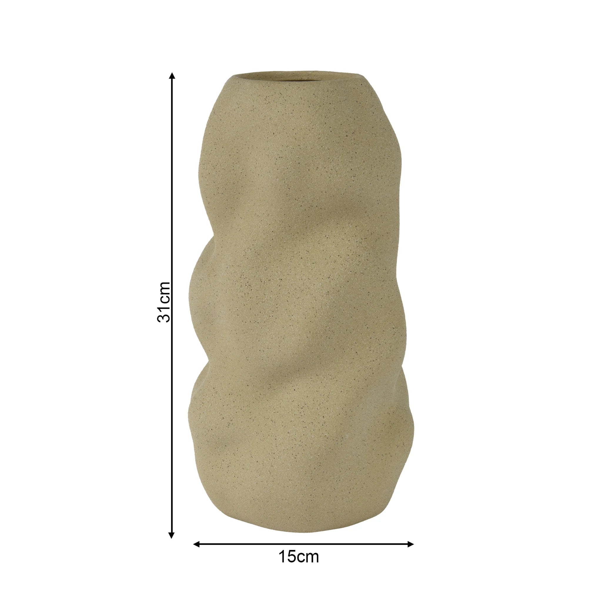 Centaurea - Vaso design da decorazione in gres beige sabbia