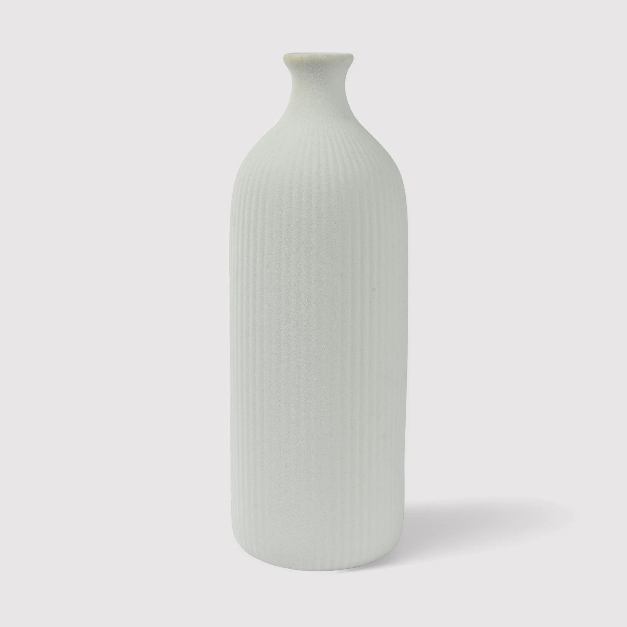 Bilinga - Vaso decorativo alto e stretto in gres bianco