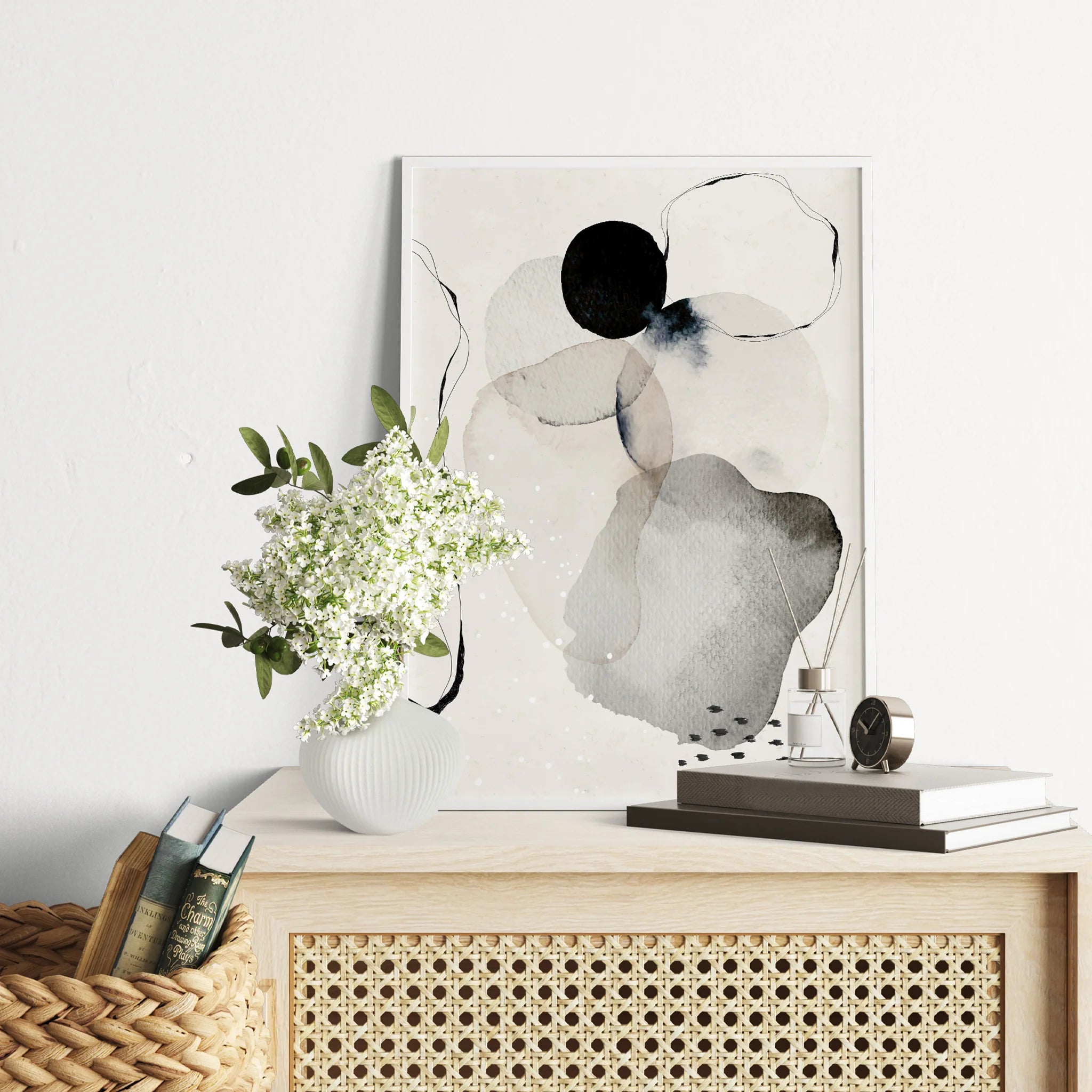 Cempaka - Vaso decorativo a forma di giara in gres bianco