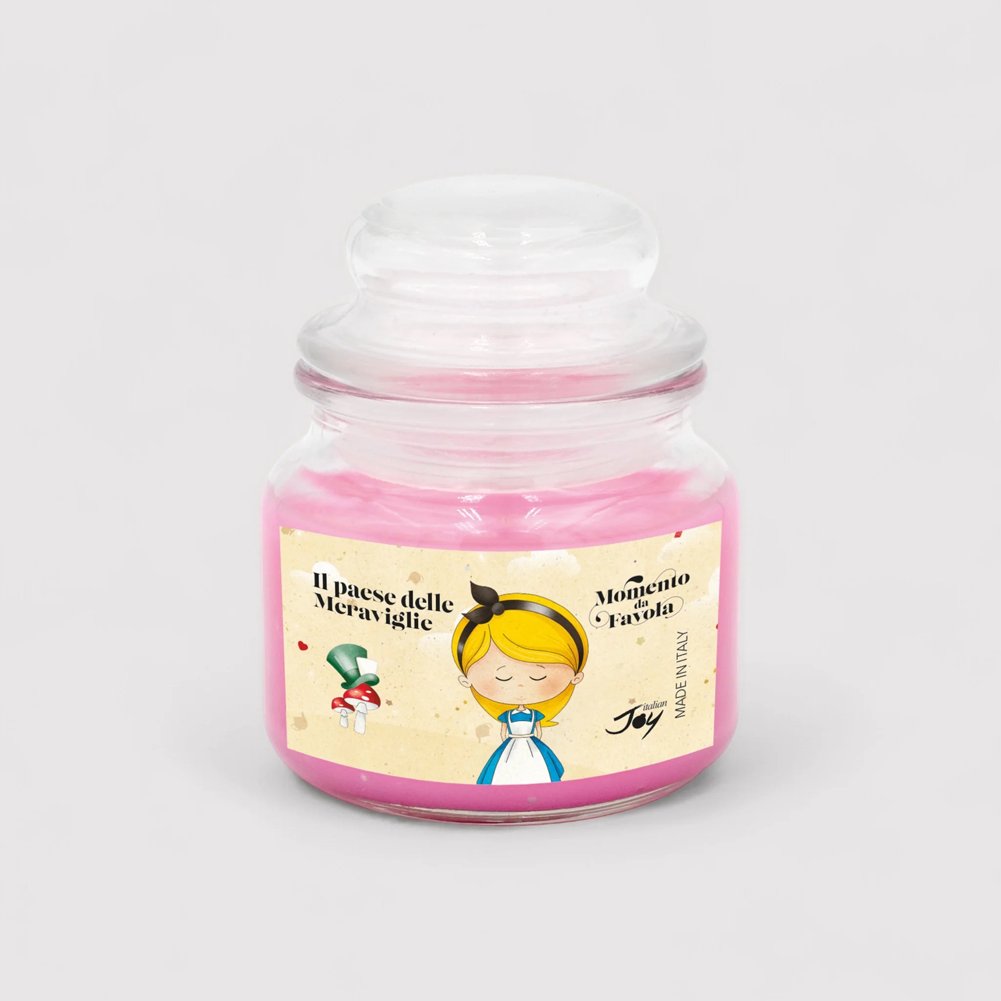 Set tazza tema "Il paese delle meraviglie" e 2 candele profumate fragranza benessere