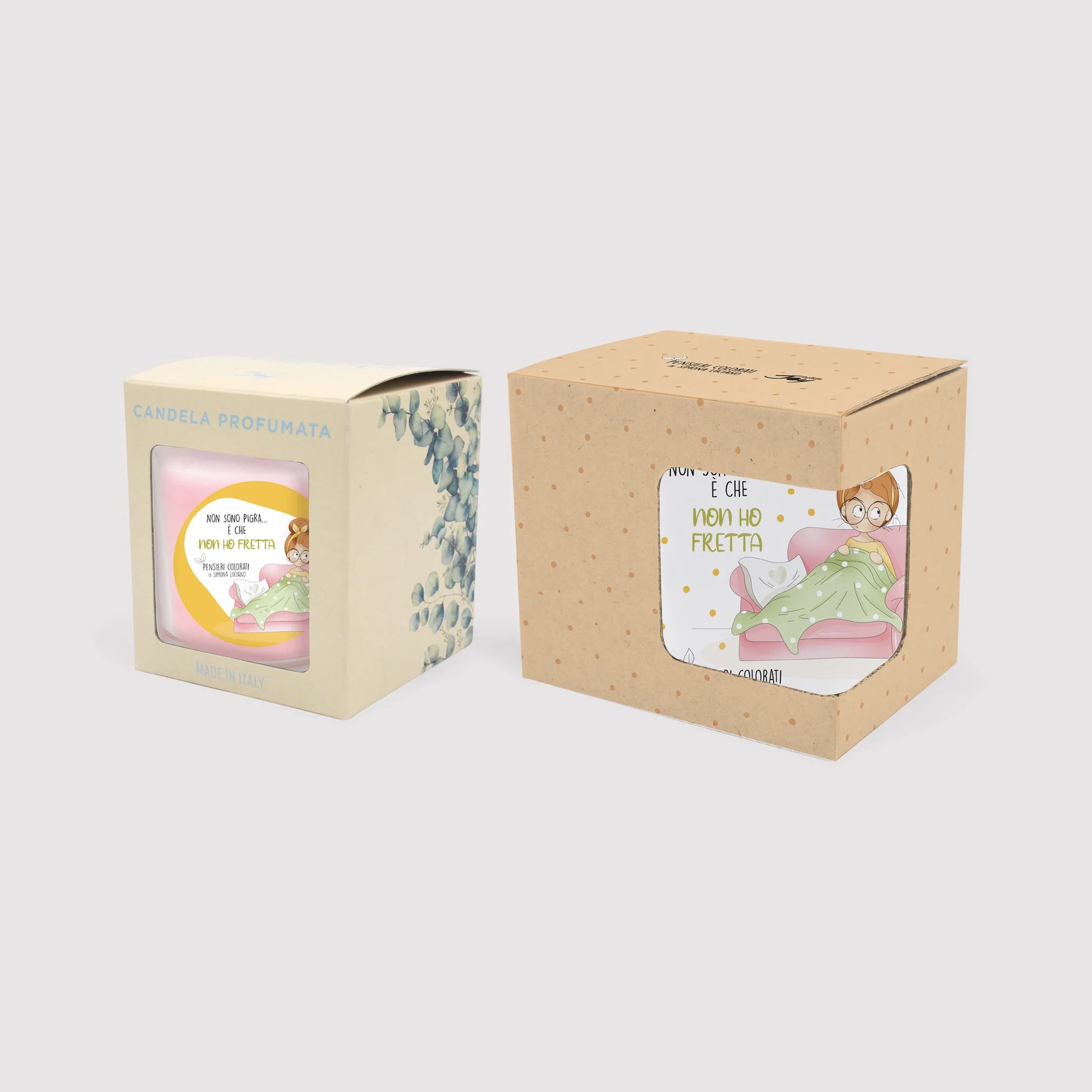 Set 1 tazza decorata e bicchiere con candela fragranza rosa