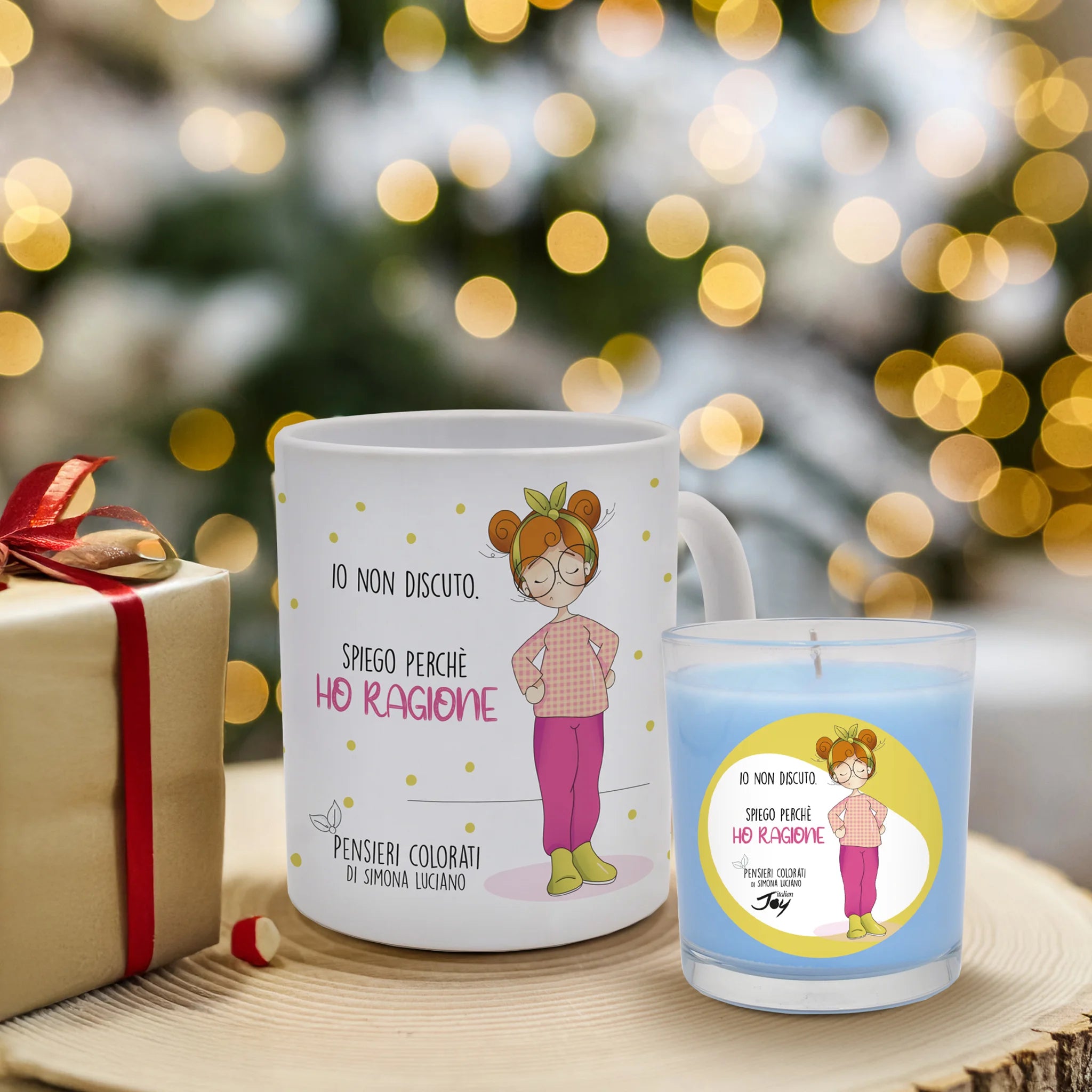 Set 1 tazza decorata e bicchiere con candela fragranza fiori di cotone