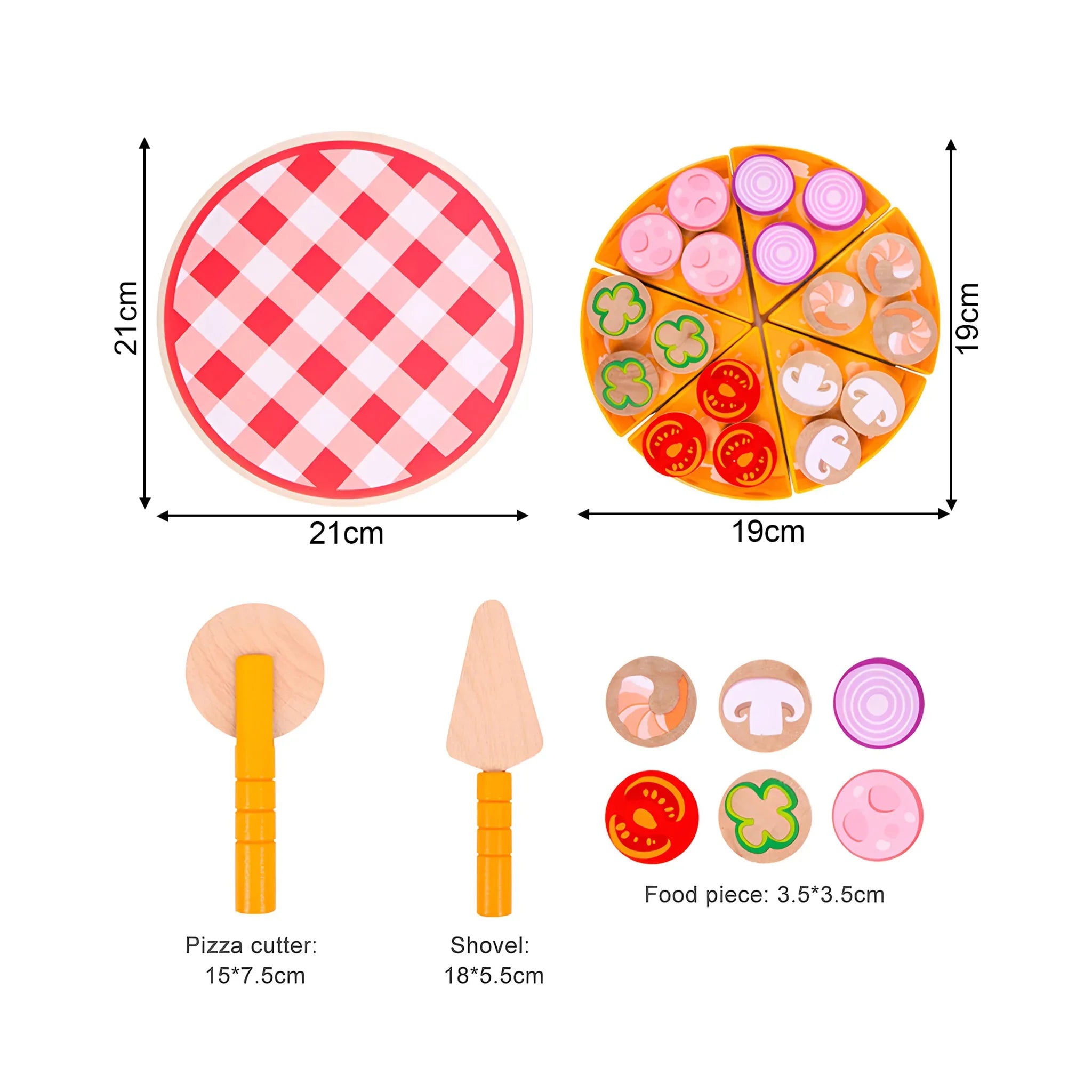 Okhar - Pizza giocattolo in legno per bambini con accessori