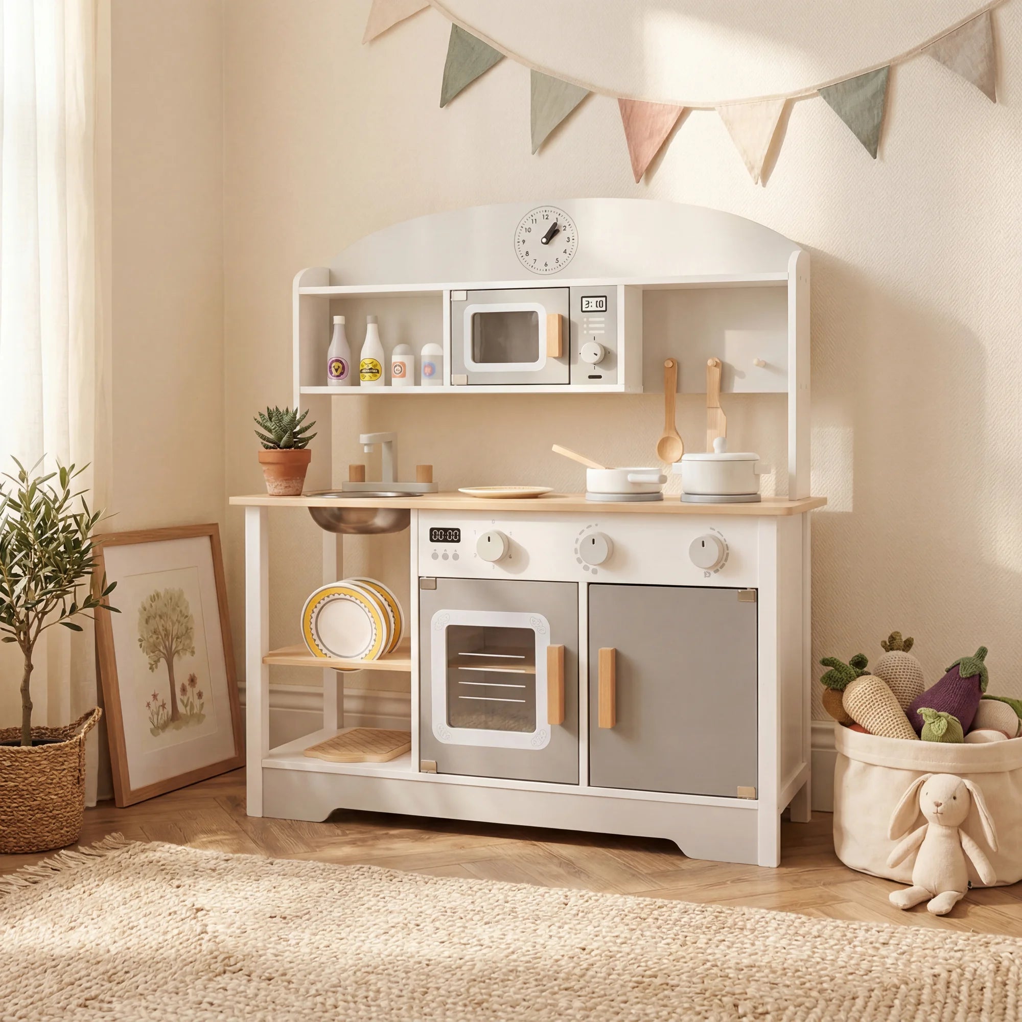 Manul - Wooden toy kitchen for children with oven and sink