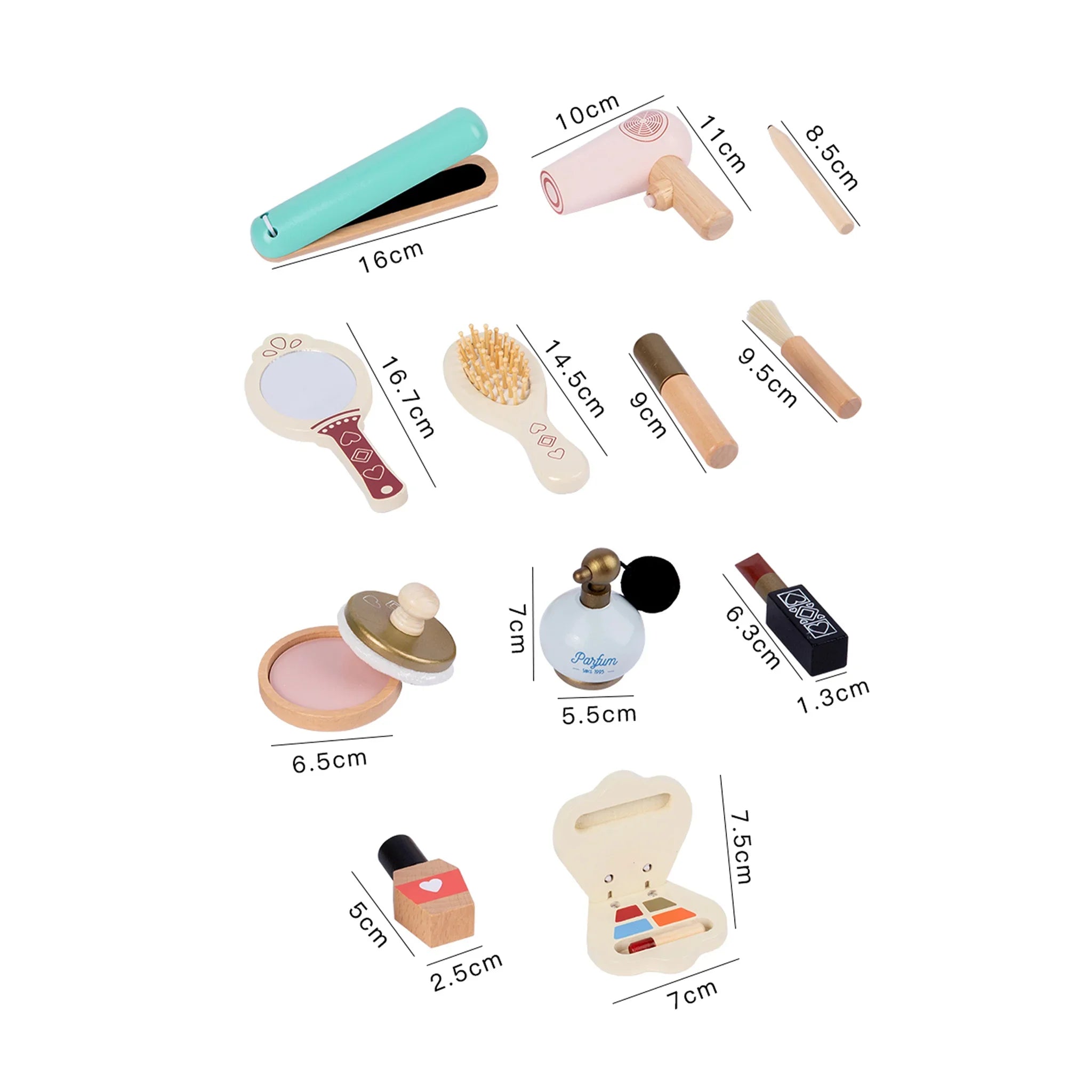 Yirisi - Kit per acconciatura e trucco giocattolo in legno