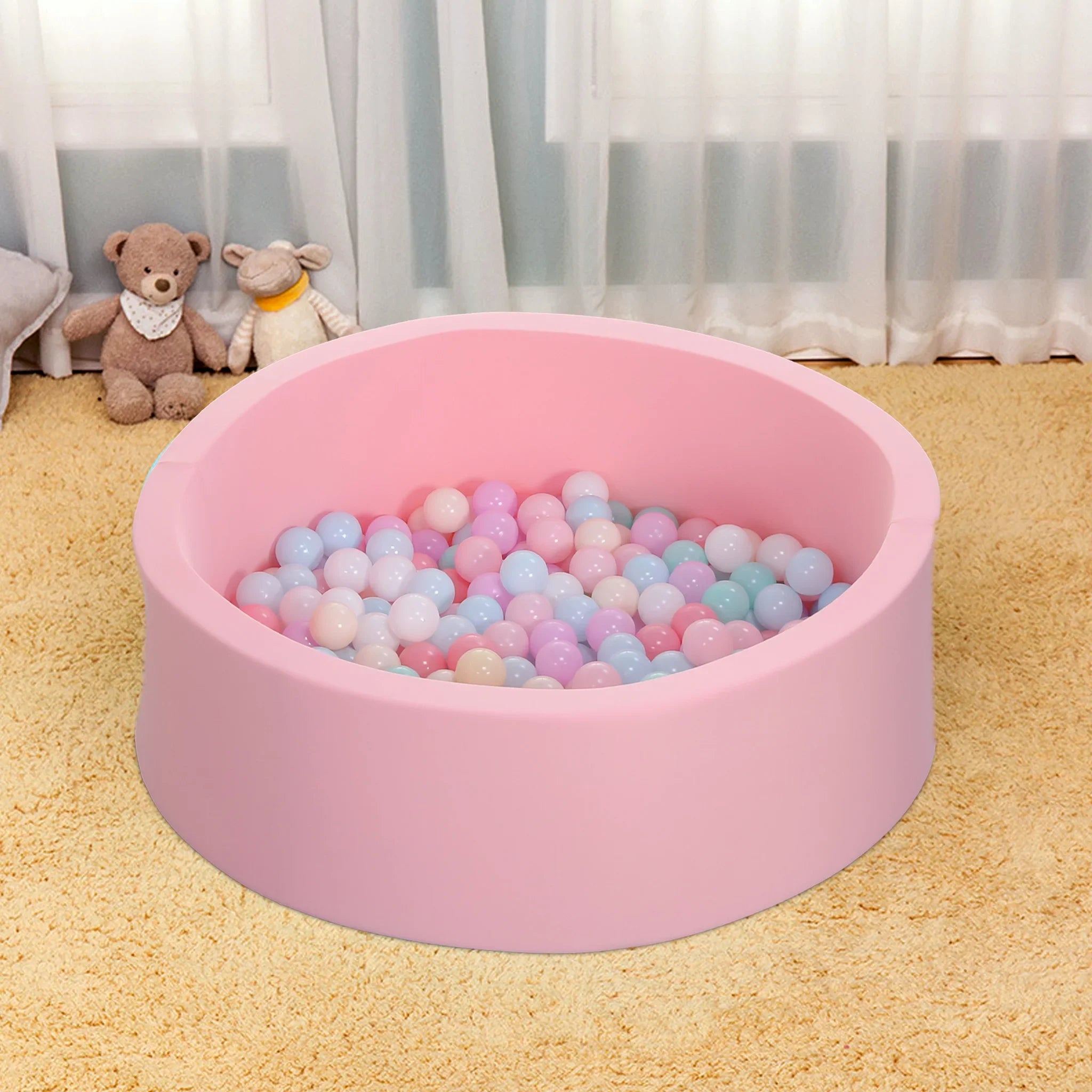 Likim - Piscina rosa per bimbi con 200 palline colorate