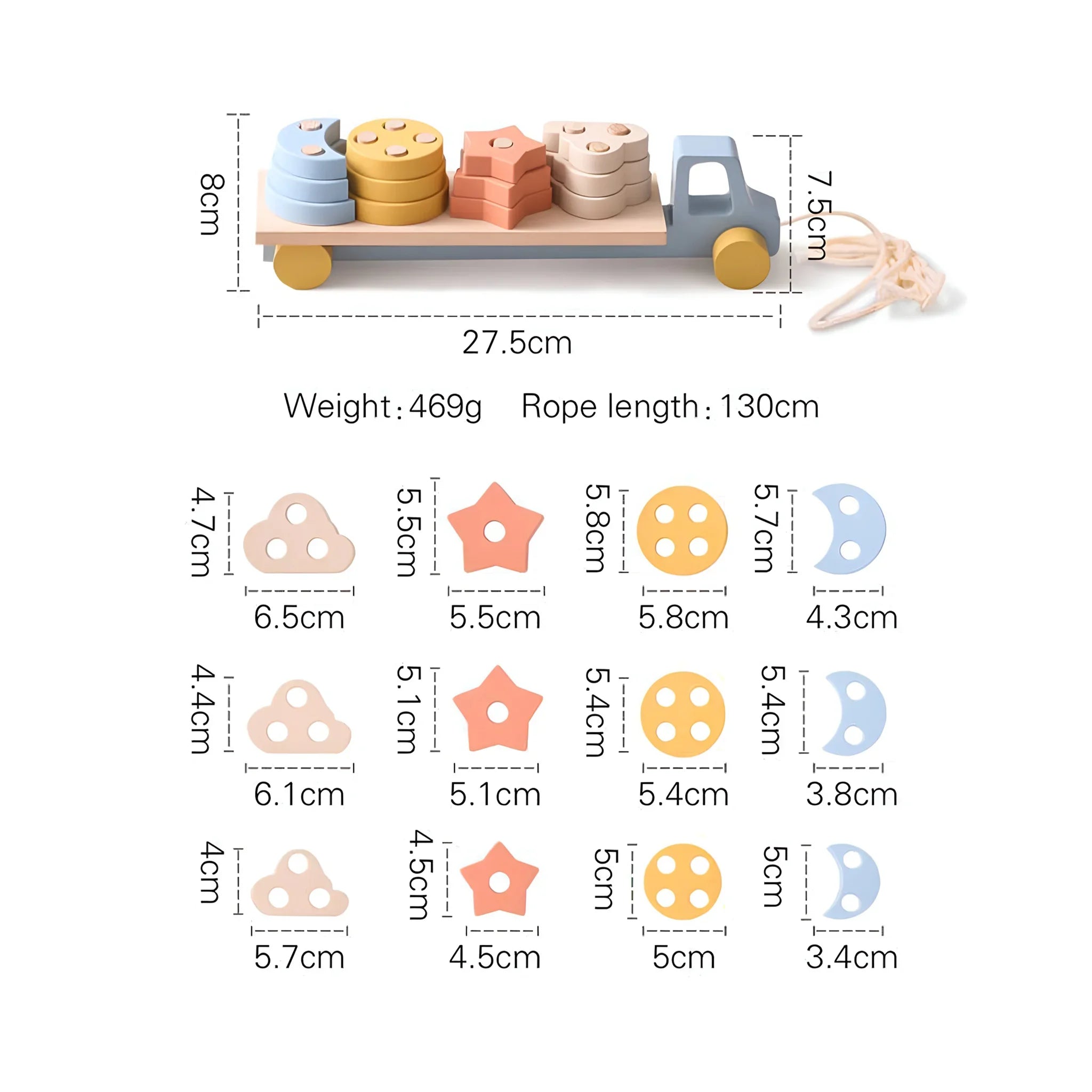 Keyaki - Camion montessoriano in legno con formine