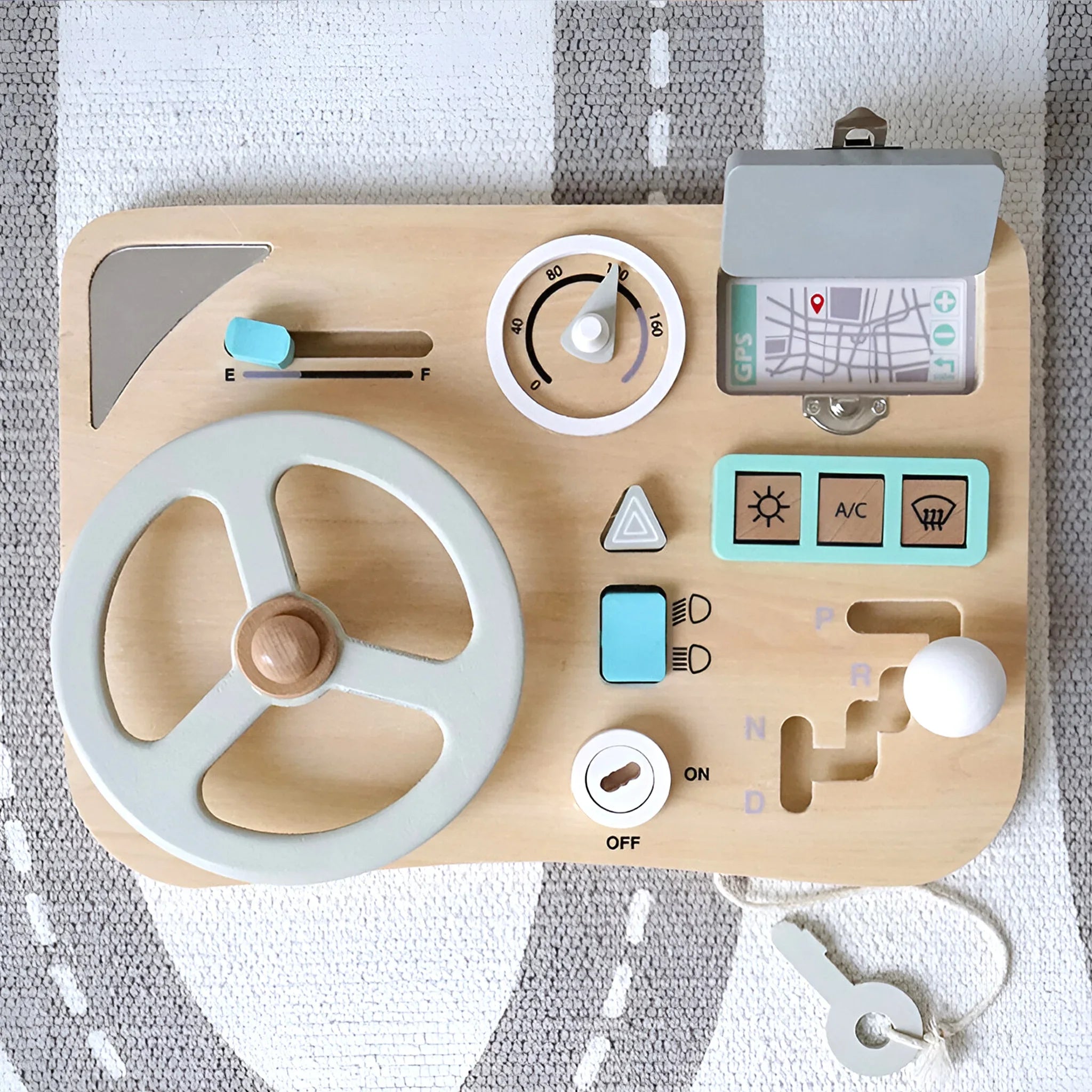 Dembani - Volante giocattolo con cruscotto in legno