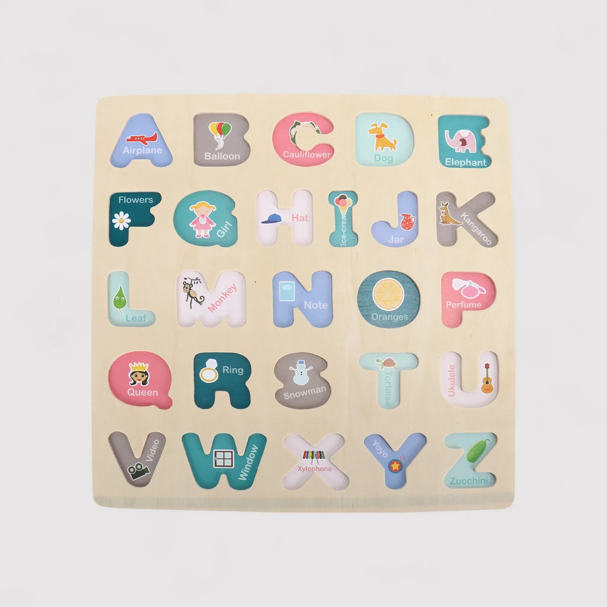 Jambo - Puzzle montessoriano con lettere dell'alfabeto in legno