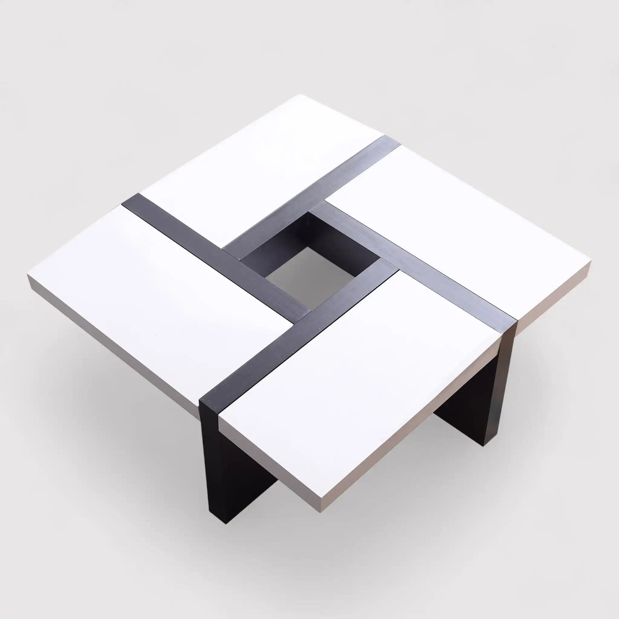 Hoodia - Tavolino basso da salotto moderno bianco e nero