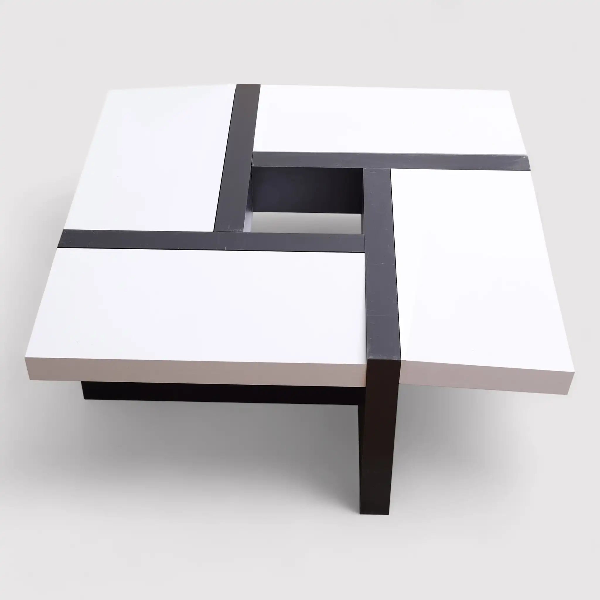 Hoodia - Tavolino basso da salotto moderno bianco e nero