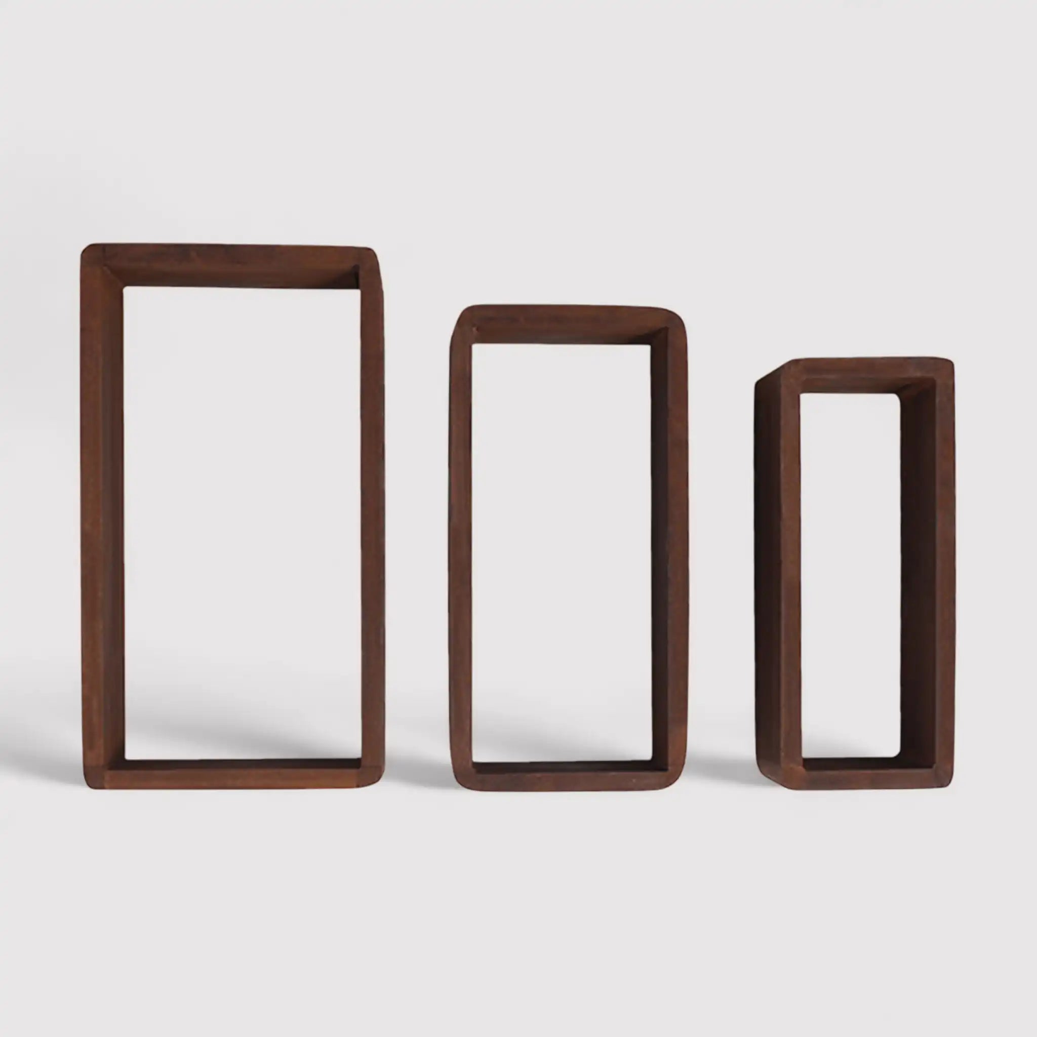 Costolina - Set di 3 mensole marroni geometriche