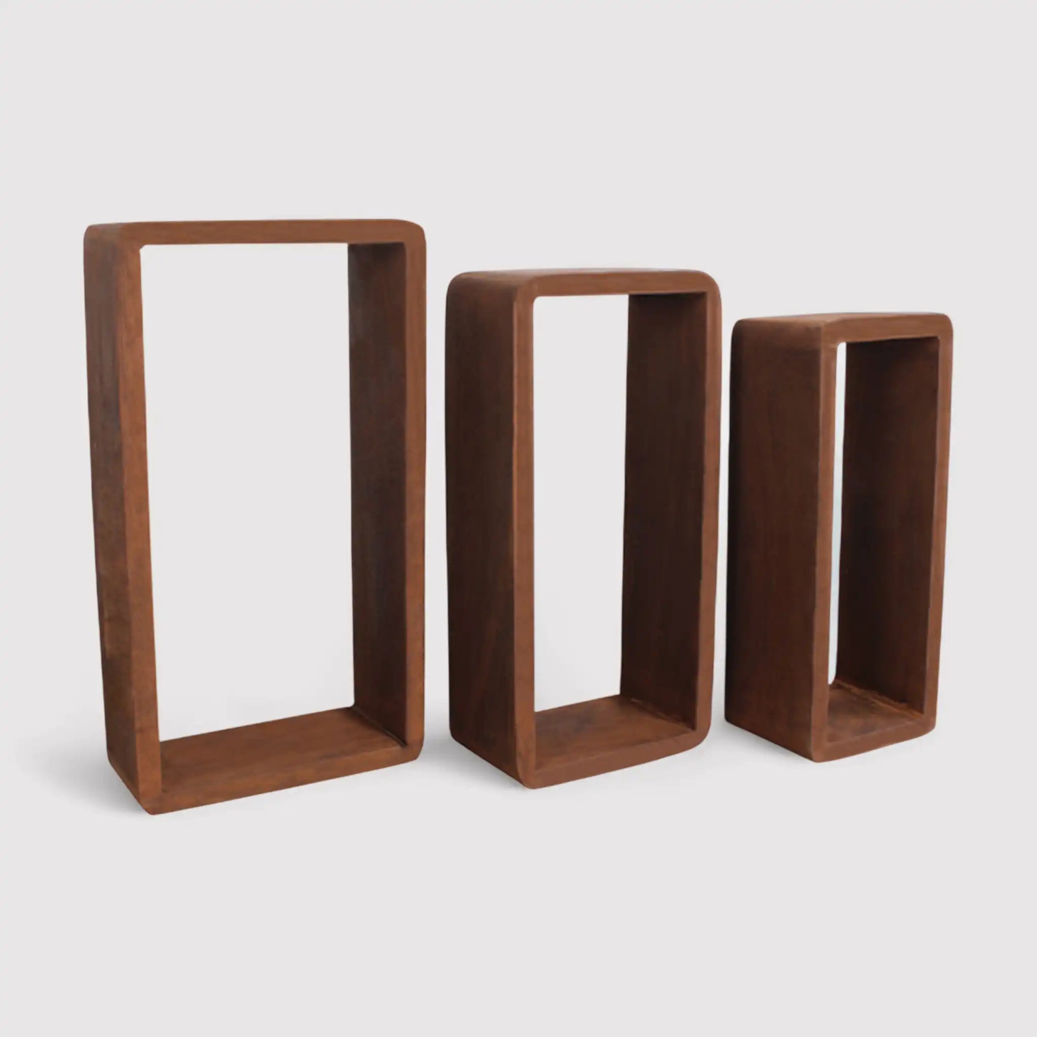 Costolina - Set di 3 mensole marroni geometriche