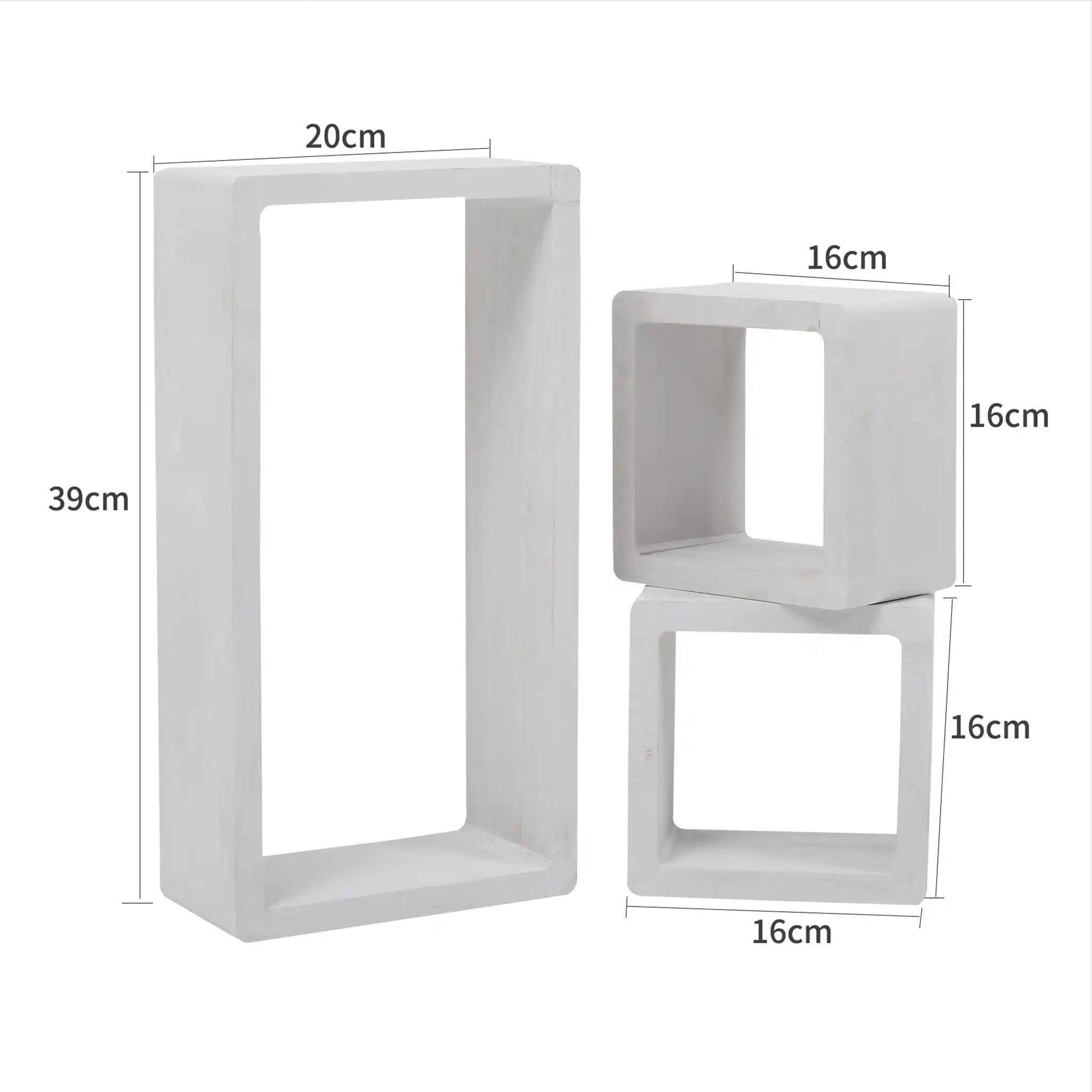 Set de 3 étagères shabby blanches et géométriques