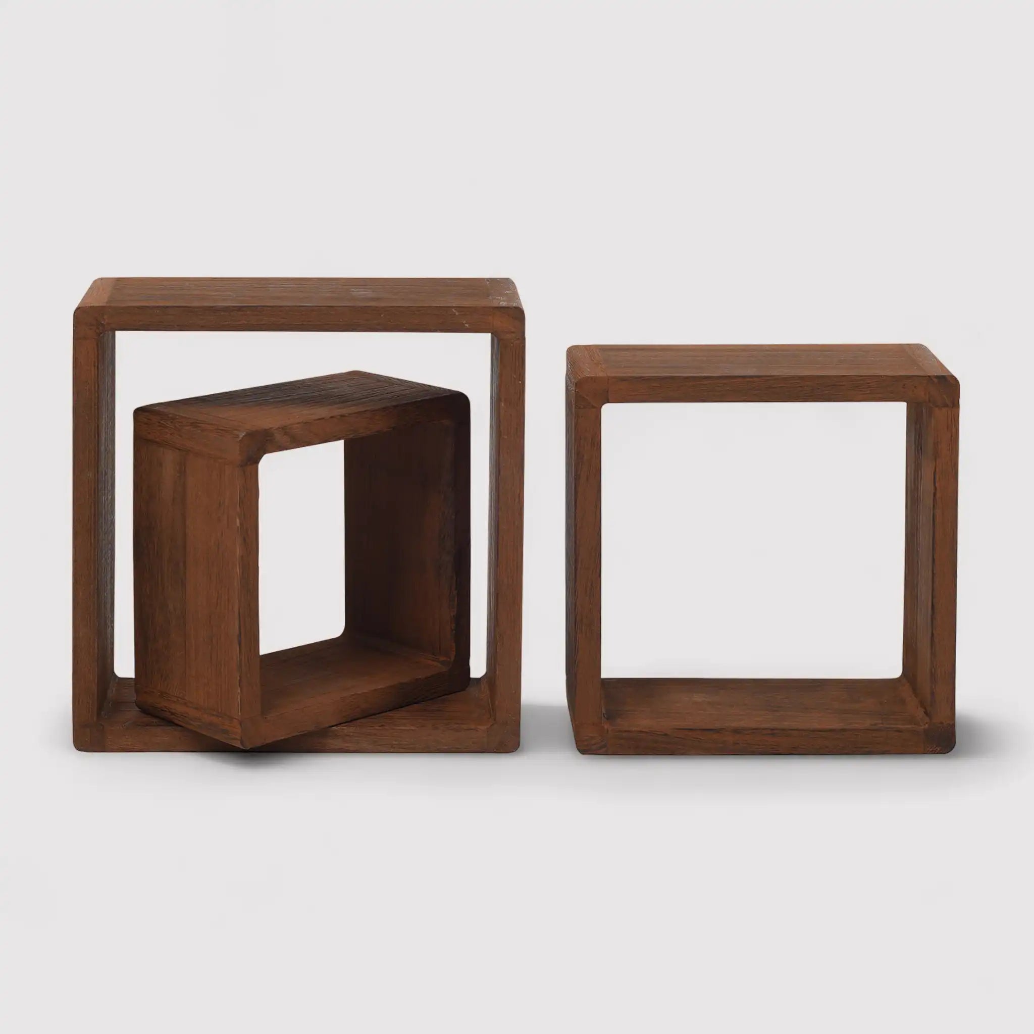 Dicentra - Set di 3 mensole quadrate design in legno