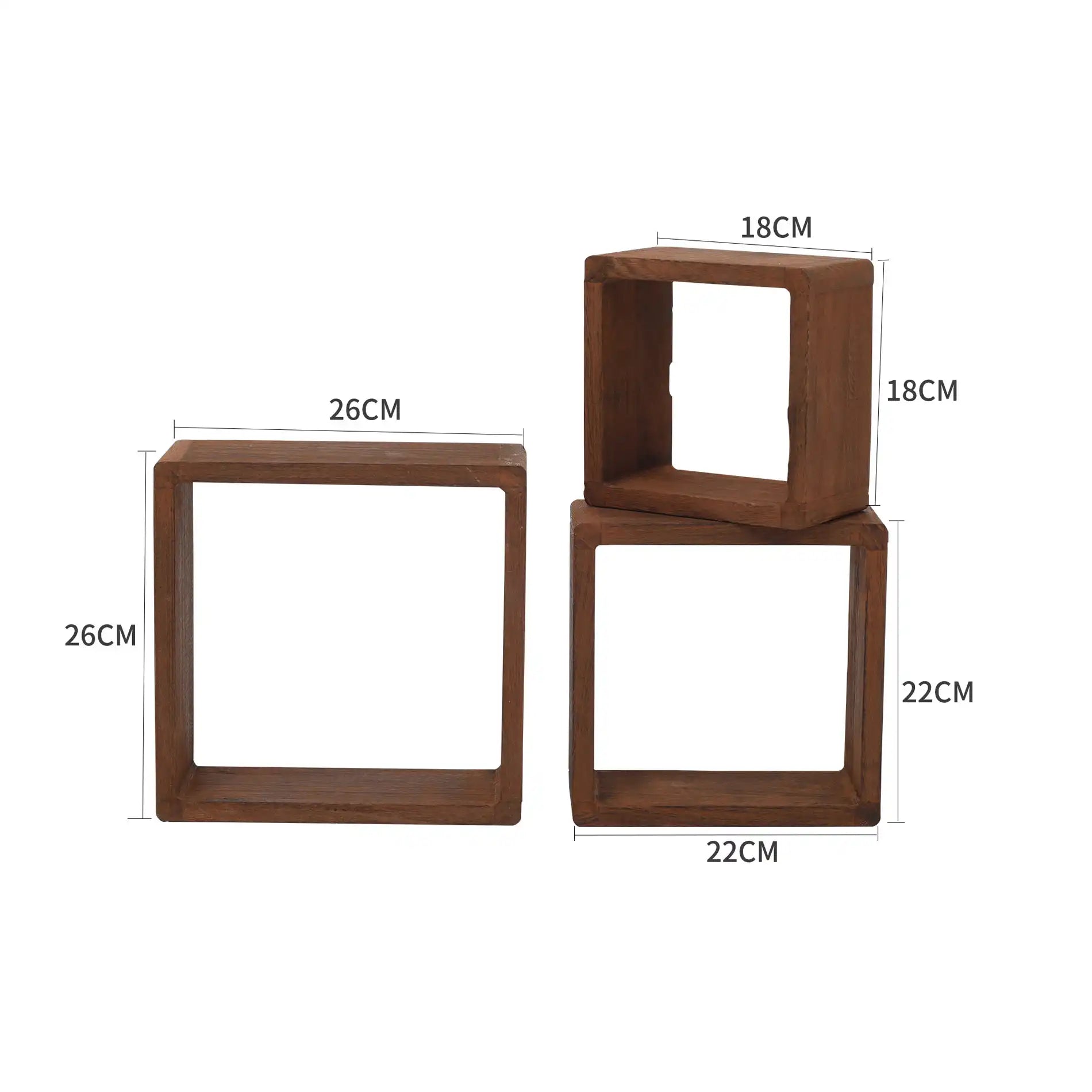 Dicentra - Set di 3 mensole quadrate design in legno