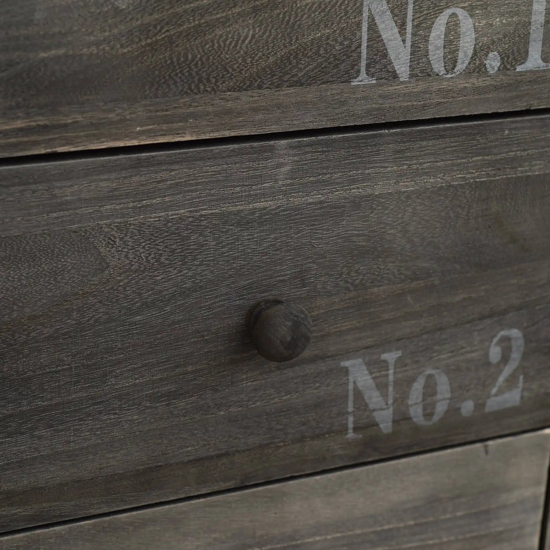 Anturio - Comodino in stile industrial con 3 cassetti decorati