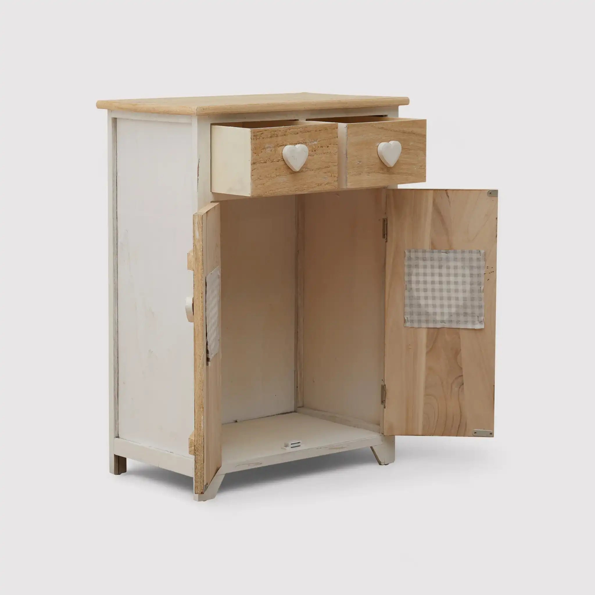 Romantischer Shabby-Schrank mit 2 Türen und 2 Schubladen