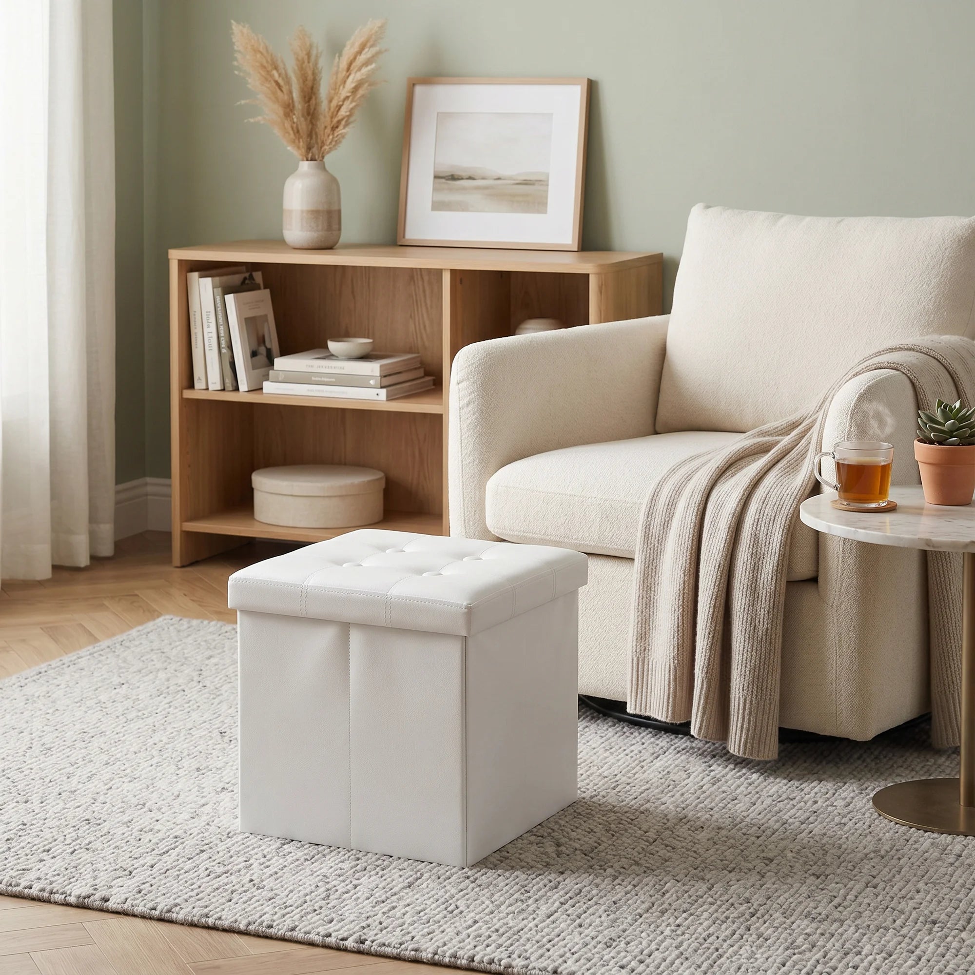 Pouf blanc de style moderne pour le salon