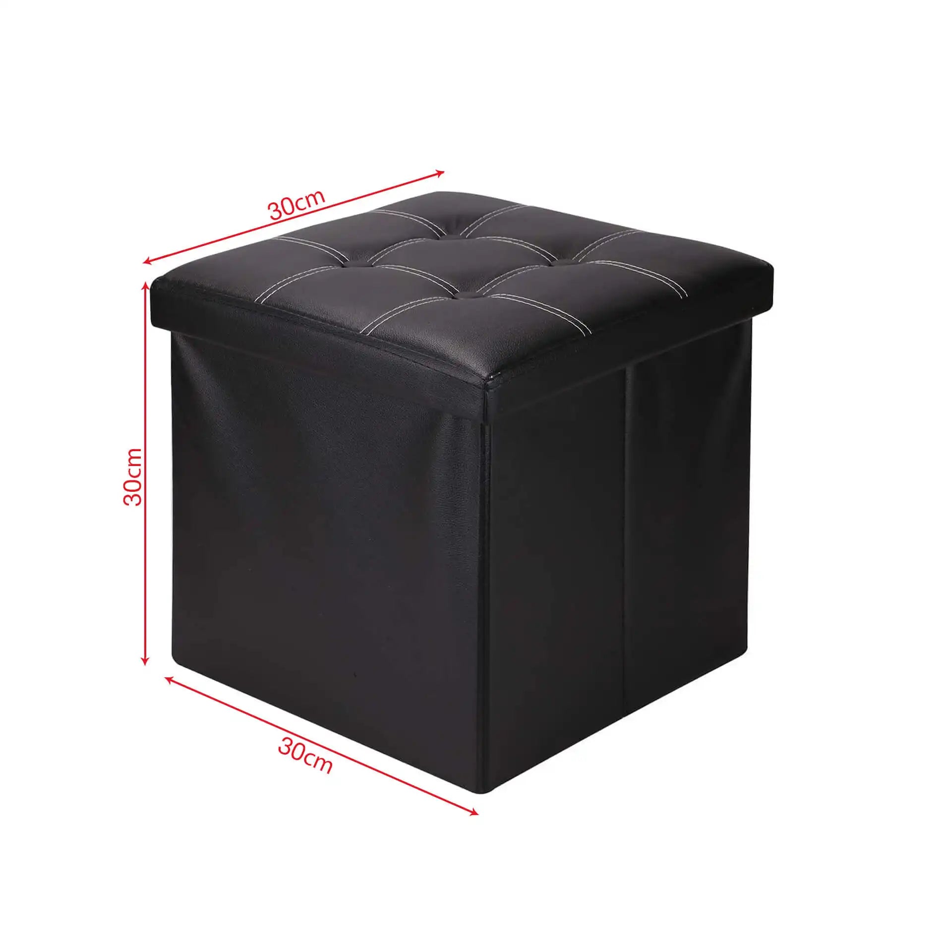 Angelica - Pouf a cubo portaoggetti nero in ecopelle